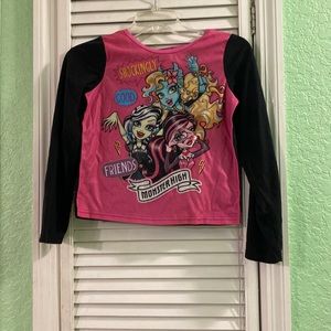 Monster High Kids Girls Pink and Black Pajama Top 10/12